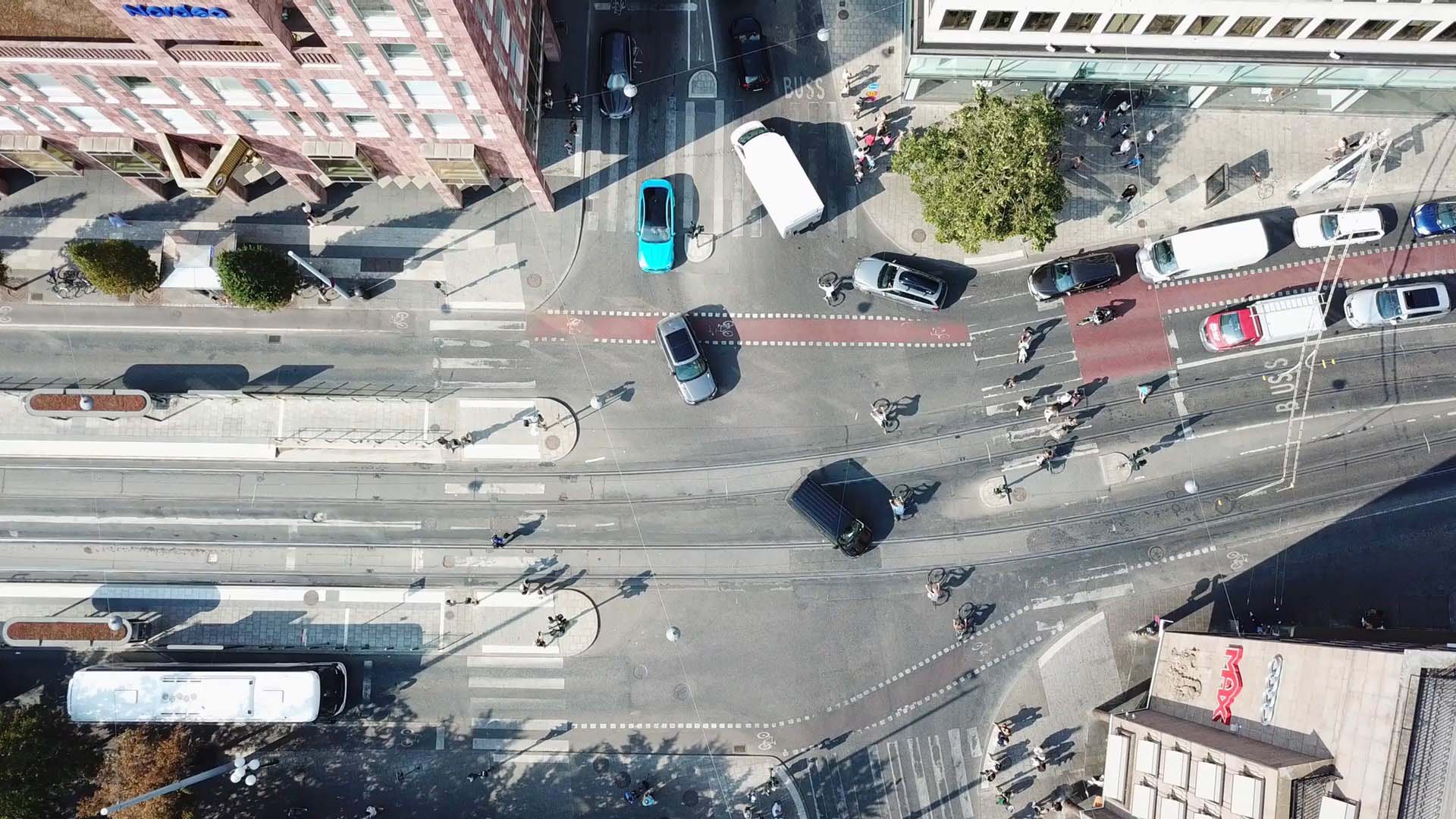 Flygvy över Hamngatan i Stockholm